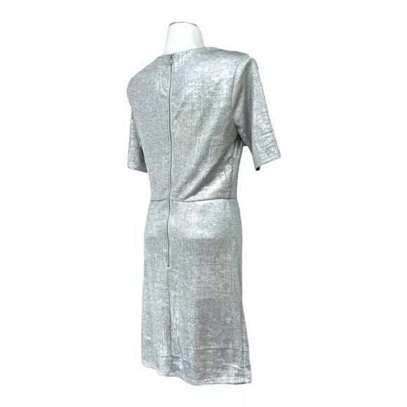 CATHERINE MALANDRINO Womens Cocktail Metallic Ruched Dress L NWT - Picture 4 of 13